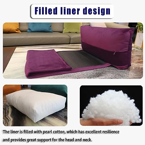 Velvet Recliner Headrest Pillow, Non-Slip Neck Support, Plum
