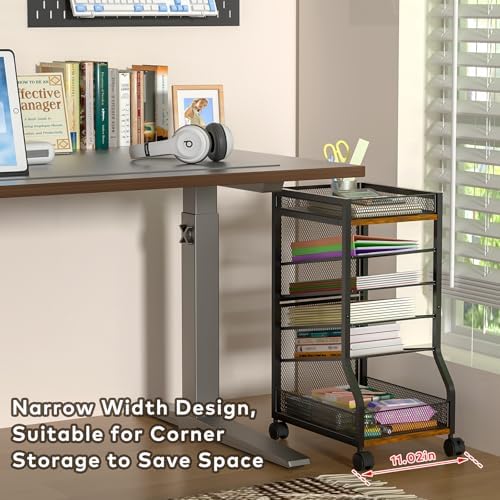 6-Tier Standing File Organizer, Rolling Under Desk Organizer for Office