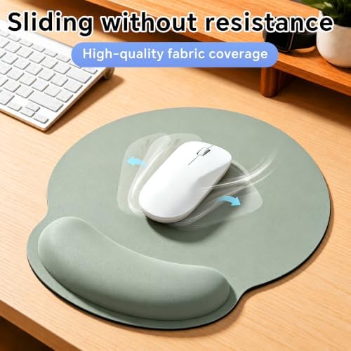 Ergonomic Mouse Pad with Wrist Rest, Lycra Surface, Green