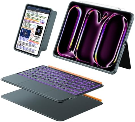 iPad Pro 13 inch Case with Keyboard (M5 2025, M4 2024), Flex Magnetic Detachable Backlit Keyboard Case, Larger Multi-Trackpad, Landscape/Portrait, 160° Adjustable Stand, Slim Protective Case (Gray)
