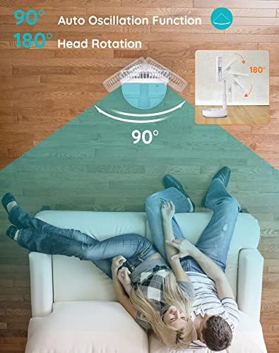 Portable Fan for Travel, Rechargeable Oscillating Fan with Remote