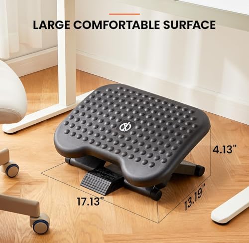 ErGear Under Desk Footrest, Adjustable Foot Rest with 3 Height Settings and 30-Degree Angle, Ergonomic Desk Foot Rest with Massage Texture, Foot and Leg Rest for Home & Office (Pack of 2)