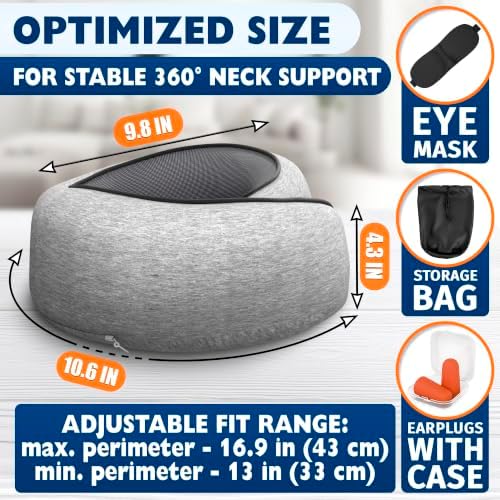 Travel Neck Pillows for Airplanes, 4-in-1 Set, 360° G-Shape