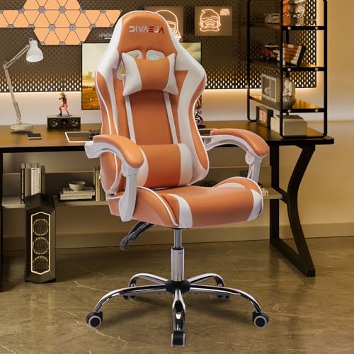 Gaming Chair for Adults, High Back Ergonomic Computer Gaming Chair with Headrest and Lumbar Support, Orange
