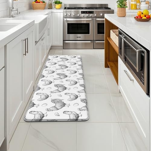 Farmhouse Chicken Kitchen Decor Mat, Cushioned Anti Fatigue Non-Slip