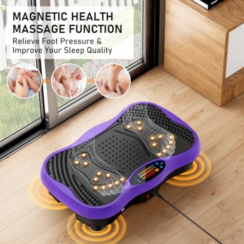 Vibration Plate Exercise Machine, 130 Levels Full Body Workout Vibrating Plate for Lymphatic Drainage Weight Loss, 450 Lbs Capacity Shake Platform with Bluetooth for Women Men
