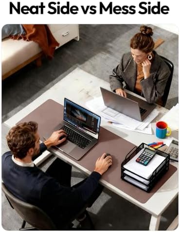 YSAGi Leather Desk Protector, Office Mat, Large Mouse Mat, Non-Slip PU Leather Blotter, Laptop Desk, Waterproof Writing Pad for Office and Home (Chocolate, 47.2" x 23.6")