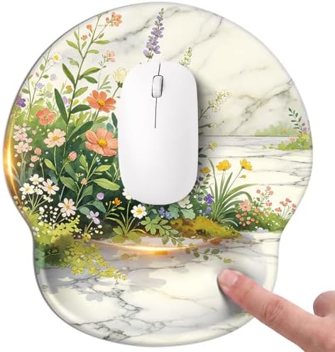 Mouse pad with Wrist Rest,Relieving Pain Memory Foam Computer pad, Ergonomic Desktop Mouse, Silicone Material Mouse pad, with Non-Slip PU Base (Beautiful Flowers)