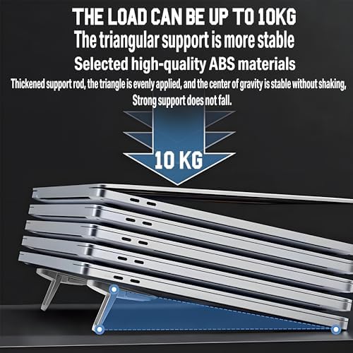 2PCS Laptop Stand Portable,Adjustable Laptop Riser, Ergonomic Cooling Mini Invisible Notebook Stand Riser for Desk Computer Keyboard MacBook Universal 10-17 Inch (Silver)