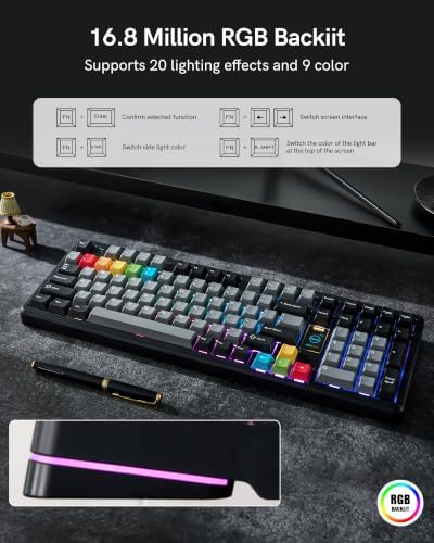 Keymatic WK98 Mechanical Keyboard, Creamy Gaming Keyboard with Screen&Knob