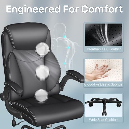 Ergonomic Office Chair,Inflatable Lumbar Support High Back Chair,Black