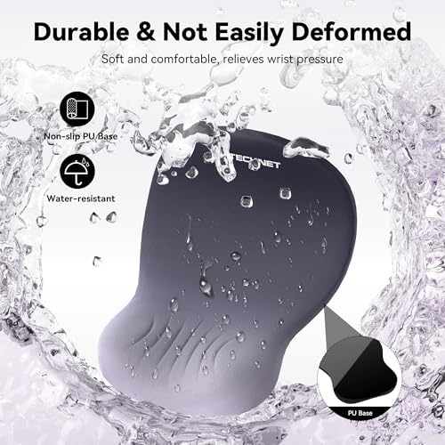 TECKNET Ergonomic Mouse Pad with Wrist Rest, Smooth Surface & Non-Slip Base