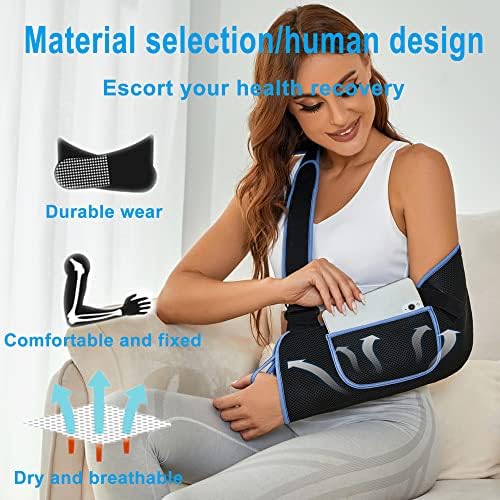 VISKONDA Arm Sling Shoulder Immobilizer - Rotator Cuff Support Brace - Comfortable Medical Sling for Shoulder Injury,Left and Right Arm,Men and Women,for Broken,Dislocated,Fracture,Strain (Black,Medium)