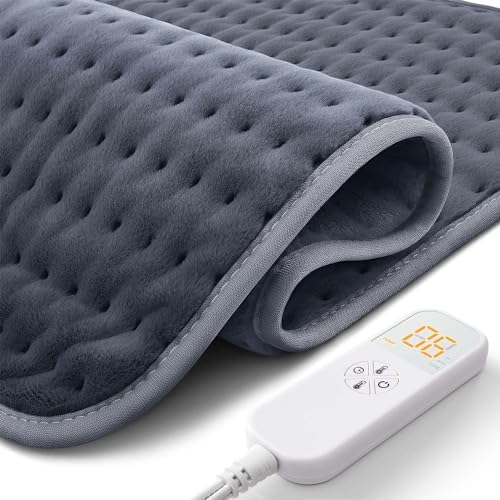 Heating Pad for Back, Neck & Shoulders, Soft Electric Heating Pad with Moist & Dry Heat, Auto-Off, Machine Washable, Birthday Gifts for Women Wife Mom Her (Rock Gray, 20"x24")