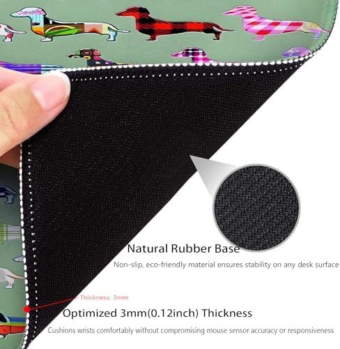 Abstract Seamless Floral Dachshund Dog Design Mouse Pad, Durable Desk Mat