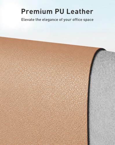 Aothia Faux Leather Desk Mat Mouse Pad, 63" x 24", Khaki