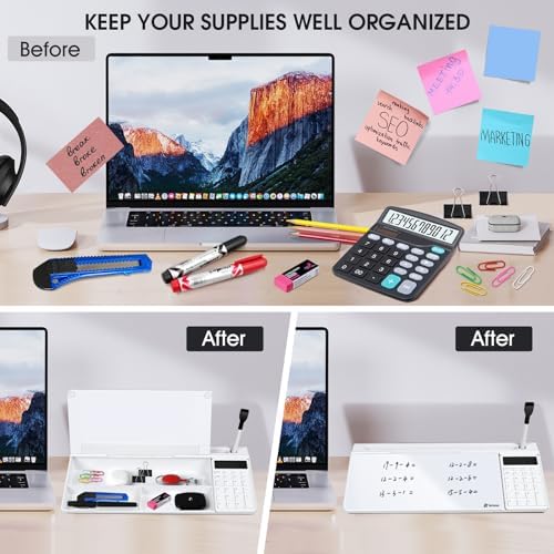 Varhomax Glass Desk Whiteboard with Calculator