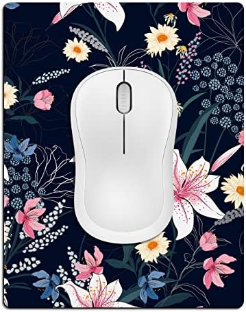 Small Mouse Pad Cute, Mini Mouse Pads for Wireless Mouse and Laptop, Travel Mousepad with Designs - Aesthetic Floral, Portable Mousepads with Non-Slip Rubber Base for Women - 5.5 x 7 in