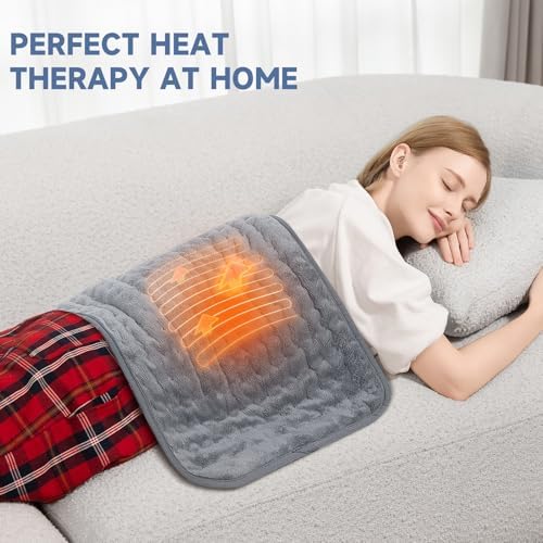 Heating Pad for Back, Abdomen, Legs and Shoulders, 33"x17" Extra Long Electric Heat Pad with 6 Temps & Auto Shut-Off, Moist/Dry Heat, Soft Flannel, Gift for Women & Men