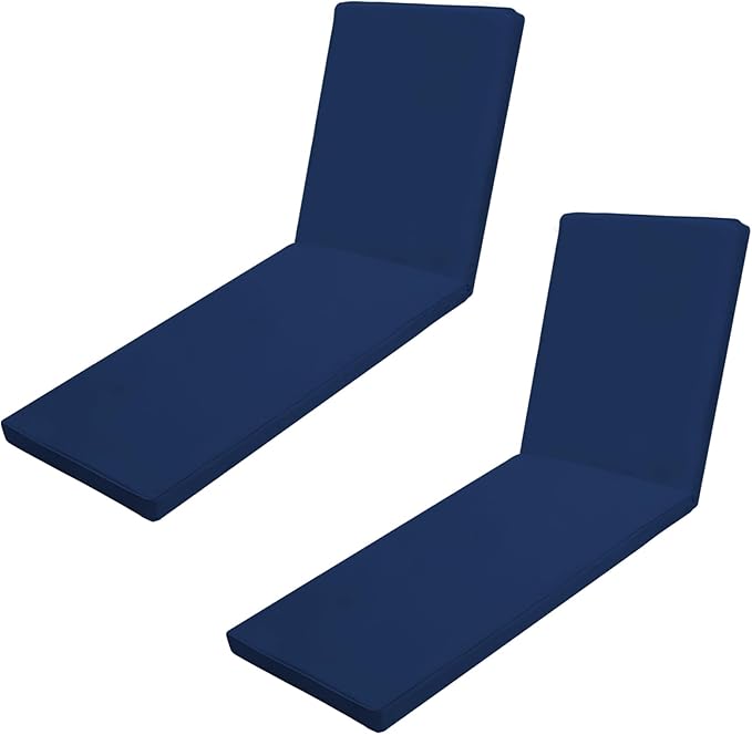 Outdoor Chaise Lounge Cushions for Patio, Lounge Chair Cushions, Waterproof Replacement Seat Pads for Outdoor Furniture (2, Blue, 80"x26"x3")