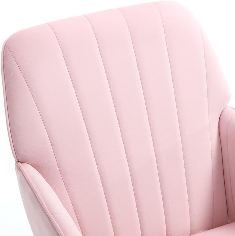 Ergonomic Home Office Desk Chair with Memory Foam and Silver Base, Pink