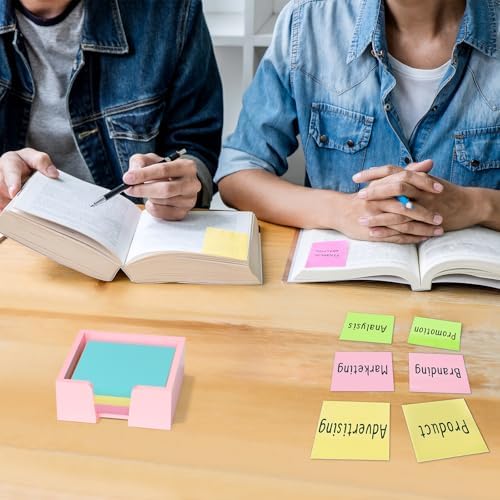 Beego Sticky Note Holder Organizer - 3x3 in Lightpink Acrylic Notepad Holder Acrylic Sticky Note Dispenser Cute Memo Holder (NO PADS) for Dorm Room Office Desk Organization