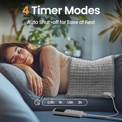 Heating Pad for Back, Neck, Shoulders & Period Cramps, 9 Heat Settings, Auto Shut-Off, Rapid Heating, 12''24'', Velvet-Like Fabric, Moonlit Velvet