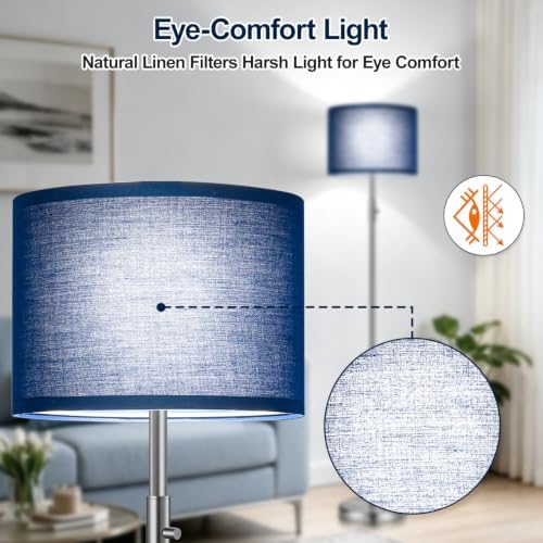 Floor Lamp Simple Design with Shade, Small Tall Lamps for Living Room Bedroom Office Dining Room Kitchen-Nickel