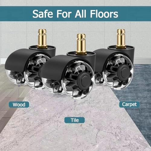 Office Chair Wheels,Set of 5 Replacement Wheels for All Hardwood and Carpet Floors,Heavy Duty Rollerblade Style Computer Desk Gaming Home Chair Casters Wheels（Black 10 x 22mm FIT 1KEA ONLY