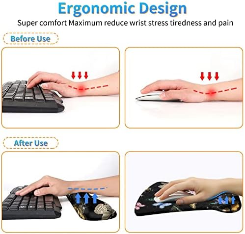 3Pcs Ergonomic Memory Foam Keyboard Wrist Rest Pad Set, Glitter Butterfly