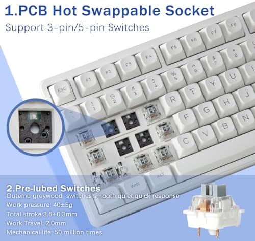 HUO JI E-Yooso Creamy Mechanical Keyboard Wired, RGB Backlit, White