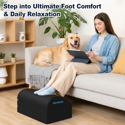 Foot Rest Under Desk, 3 Adjustable Heights Foot Stool, Black