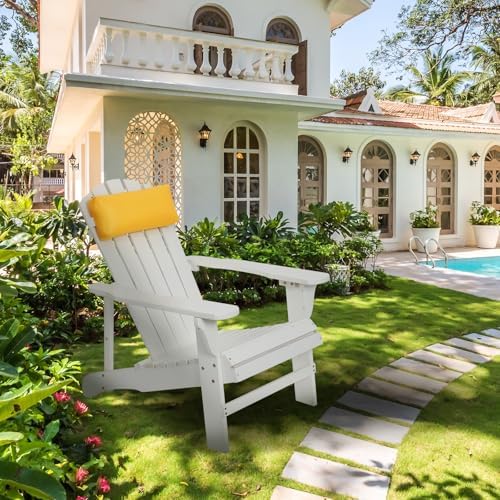 Headrest Pillow for Patio Chaise Lounge Chair, Outdoor Chaise Pillows with Adjustable Elastic Stripe Head Resting Pillows for Recliner Office Chair, Yellow 2 Pack