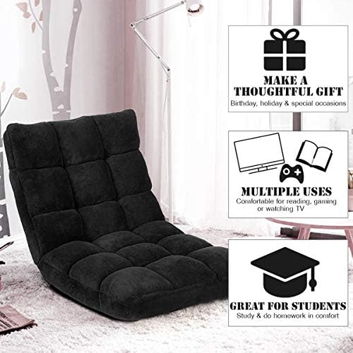 GIANTEX Floor Chairs for Adults, Floor Gaming Chair w/Back Support (Black)