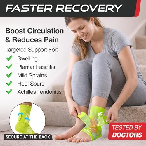 Sleeve Stars Ankle Brace Men & Women (Pair/M:10"-12"/Neon Yellow Green)