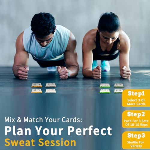 Dumbbell Workout Cards, 62 Large 5"x3.5" Exercise Cards for Home & Gym, Strength Training, Muscle Building, Beginner Fitness Guide, Fitness Cards for Men & Women