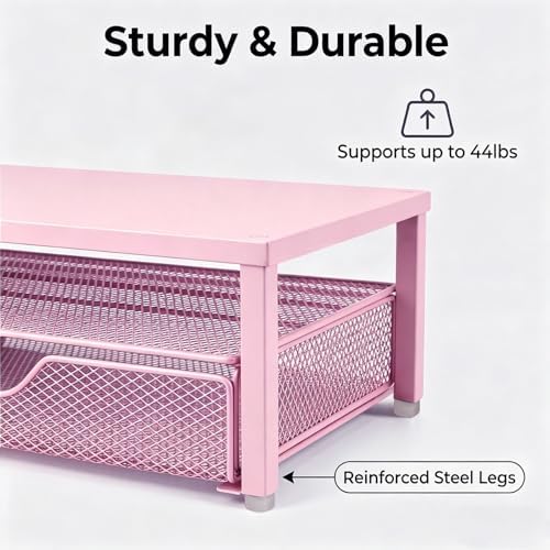 Spacrea Desk Organizers and Accessories, Printer Stand with Storage, Pink