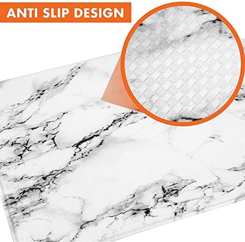 OPUX Anti Fatigue Kitchen Floor Mat, Reversible Cushioned Memory Foam Kitchen Rug Pad, Waterproof Non-Slip Padded Comfort Standing Mat for Office Laundry Home, 47x17 (Marble Gray)