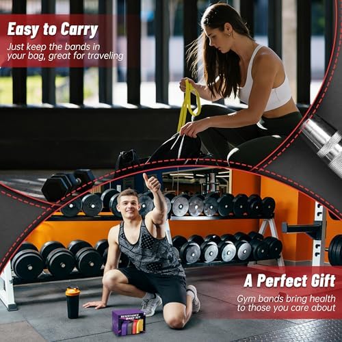4-Level Resistance Bands for Working Out, Pull Up Assistance Bands