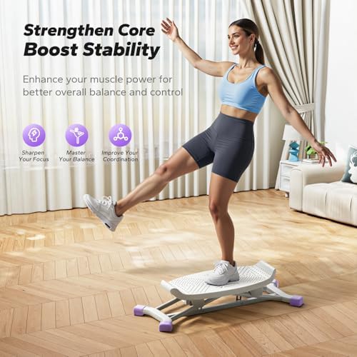 MERACH Balance Board for Adults, Rocking Stepper with Resistance Bands