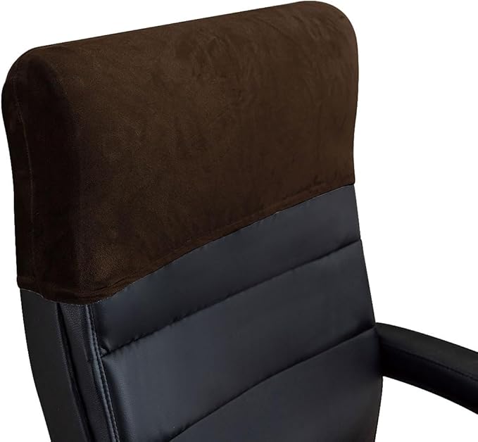 Stretch Office Chair Headrest Cover, Velvet Headrest Protector for Office Chairs, Head Rest Covers for High Back Computer Chairs, Furniture, Recliner Chair, 1 Pack, Dark Coffee