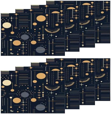 Shrahala Geometric Shapes Lines Placemats, Abstract Art Design Table Mat Linen Burlap Washable Double-Deck Heat Insulation for Dining/Kitchen Table Set of 8 (12 X 18 Inch)