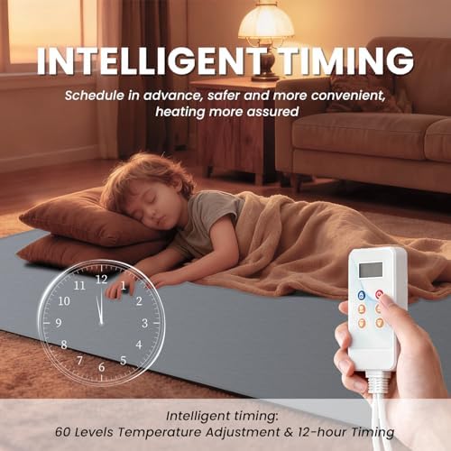 Heated Floor Mats Under Desk, 55" x 79" Heated Foot Warmer
