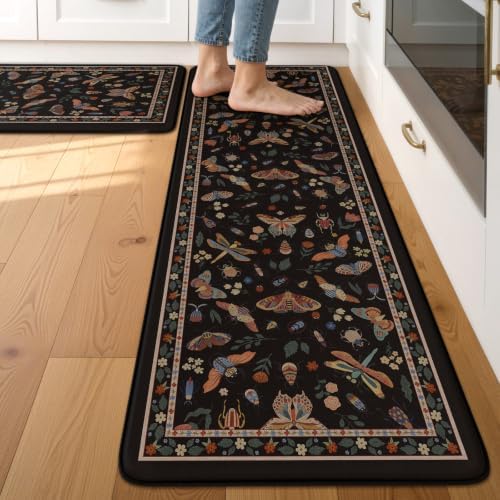 LEEVAN Anti Fatigue Kitchen Mats for Floor, Cushioned Kitchen Mat Set 2PCS
