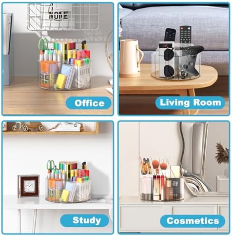 360 Degree Acrylic Desk Organizer Clear Pen Holder for Desk Kids 2 Packs