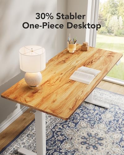 HUANUO Electric Standing Desk, Whole Piece Desktop, Adjustable Height Computer Desk, 4 Height Memory Settings, Sit Stand Up Desk for Home Office, 48" x 30", Light Vintage