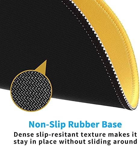 Dapesuom Round Mouse Pad, 8.7 x 8.7 Inch Premium-Textured Washable Non-Slip Rubber Base Cute Small Mouse Mat with Stitched Edge for Men Women Wireless Computer Laptop Gaming Desk Accessories, Yellow