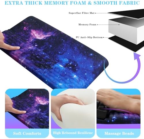 Computer Keyboard Stand with Wrist Rest, Ergonomic Tilted Keyboard Holder - Keyboard Riser with Wrist Pad - Keyboard Tray Support for Office Home - Black Starry Night