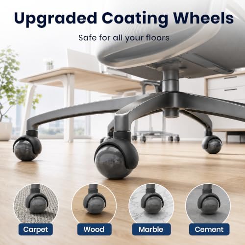 COSYLAND Ball Office Chair Wheels: 2 in Clear PU Swivel Casters Set of 5