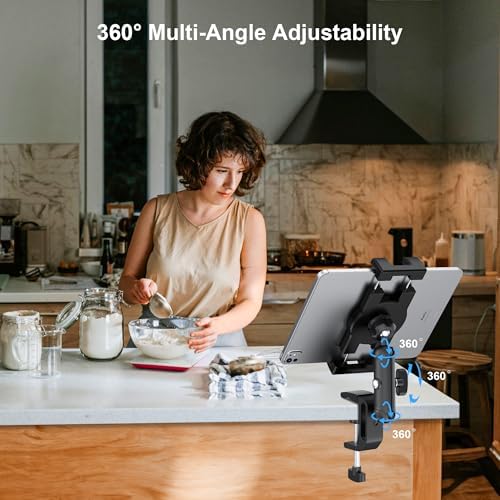 iPad Under Cabinet Mount, Kitchen Tablet Holder, iPad Desk Mount with Clamp